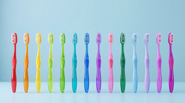 Dental Hygiene Concept With Colorful Toothbrush Collection
