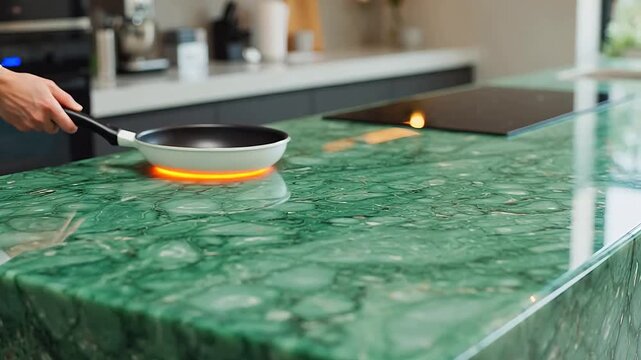 Glowing Jade Kitchen Island with Intuitive Heat