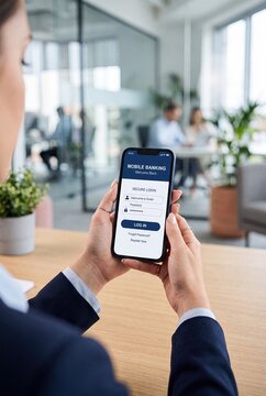 Mobile Banking App Login on Smartphone Screen