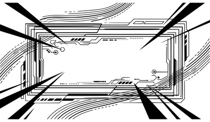 Obraz premium Futuristic Neon Frame Background Vector Black and White