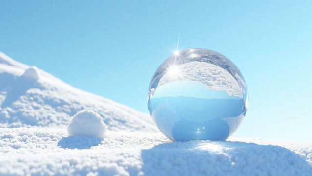 Snowball Becoming Crystal Sphere Winter Transformation