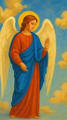 Fototapeta premium Serene angelic figure painting mobile wallpaper