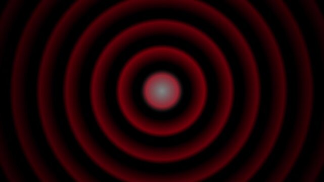 Red concentric circles radiate outward from a grey center creating a hypnotic loop
