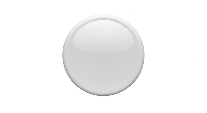 Shiny white circle button or glossy sphere icon isolated on transparent background