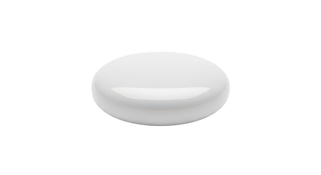 Smooth white pebble stone oval shape isolated on transparent background