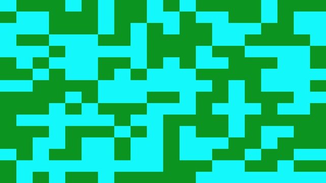 Block dissolve digital geometric white background of blue squares and rectangles, Digital backdrop with dissolving rectangular dots and gradient mosaic