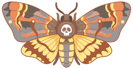 Mystical deaths head hawkmoth illustration with iconic skull pattern art © Kitipong