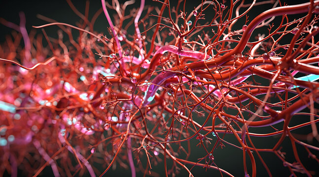 intricate red blood vessels and vascular network highlighting biological complexity