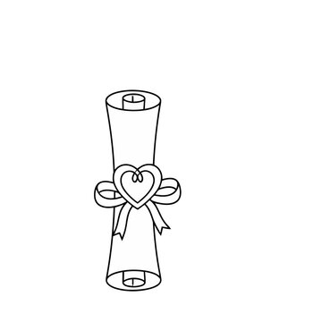 Scroll with Heart and Ribbon