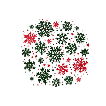 Snowflake pattern with red and green colors