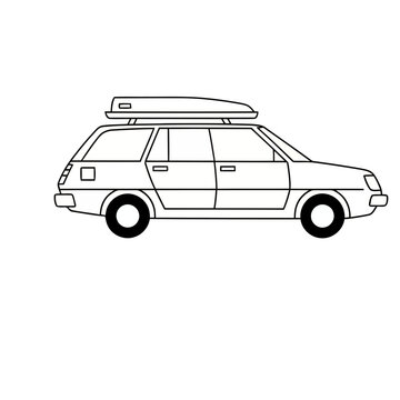 Station wagon with roof cargo carrier