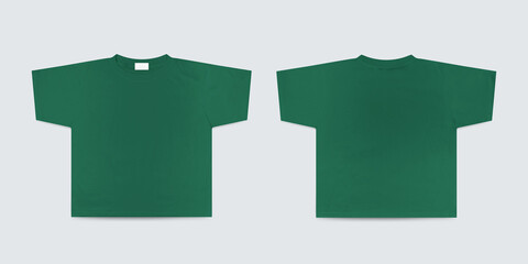 Blank green boxy fit tees, boxy fit tees with white label, boxy fit tees for mockup © NUWK studio