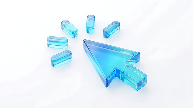Blue glass mouse cursor and loading bars progress bar