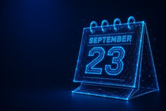 September 23 digital neon calendar date illustration with calendar september technology wireframe schedule deadline planning business abstract appointment connectivity background reminder