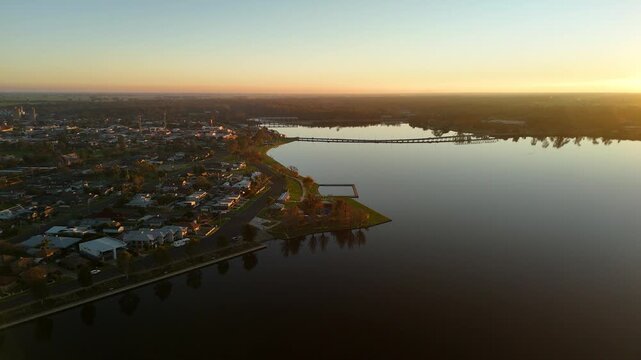 Sunset over the Murray river and lake Mulwala