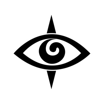 Black Eye Icon Vector Illustration with Human Iris Vision Symbol Logo Design for Business Web Outline Sight Concept
