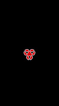 Abstract red geometric symbol transforming on black background with smooth motion and elegant animation.