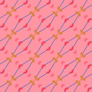 Colorful Hearts Pattern on Pink Background Design