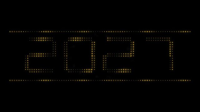 Golden halftone dotted twenty twenty seven year date digital display