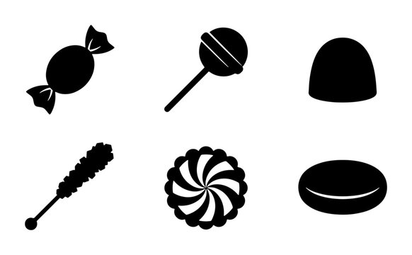 Sweet Treats Icons: Candy, Lollipop, Rock Candy, Gumdrop, Swirl Candy, Mint