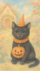 Fototapeta premium Whimsical Halloween cat