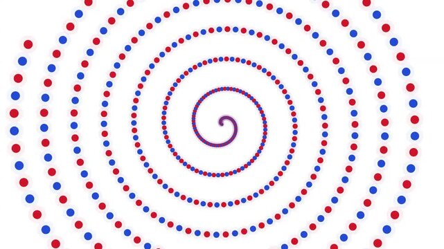 Three concentric spirals formed by red with separate circular spiral