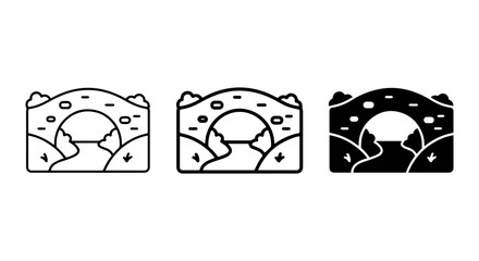 Fototapeta premium Stone Arch Bridge Icons, River Crossing Vector Set, Historic Landmark Line Art Collection