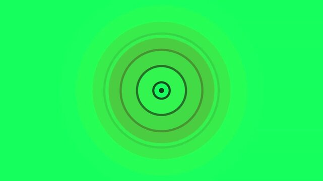 Three concentric circular ripples pulsing against vibrant green