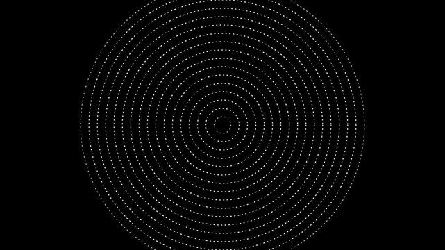 Three concentric dotted circular patterns arranged horizontally