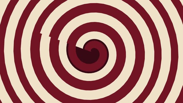 Hypnotic rotating red and cream spiral pattern seamless motion