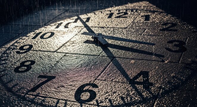 Close-up of old clock face.