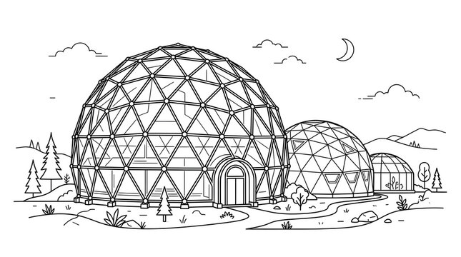Geodesic domes illustration vector
