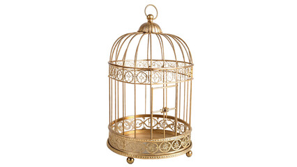 Vintage decorative golden brass bird cage dome isolated on transparent background © Olga
