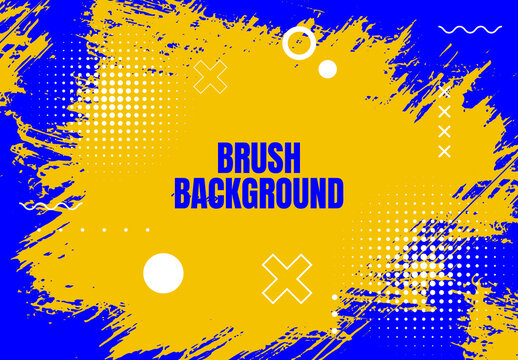 Abstract Brush Stroke Background with Halftone Geometric Elements