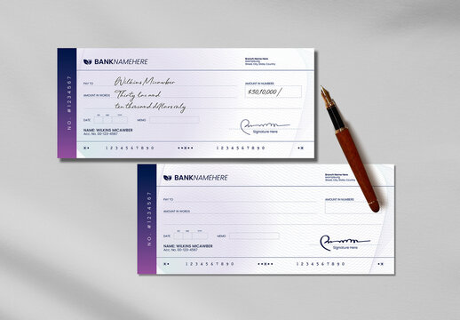 Bank Cheque Design Template with Security Pattern