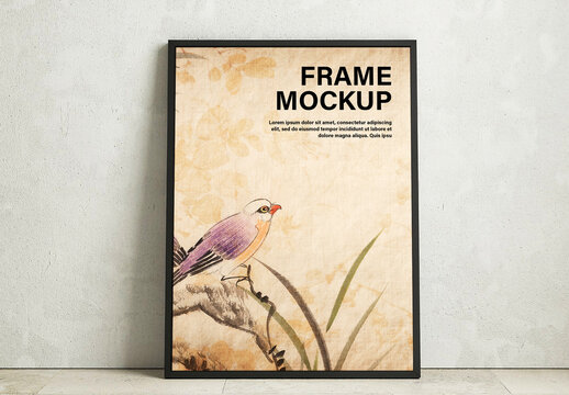 Minimal Vertical Frame Mockup with Realistic Wall Art Display