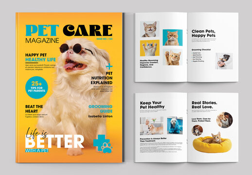 Pet Care Magazine Template Layout