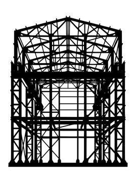 Silhouette of an Industrial Building Steel Structure Skeleton