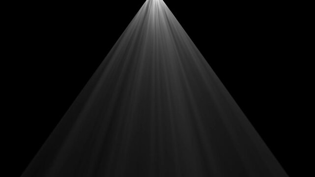 white light from top on black screen for or spotlight effects. 4k video