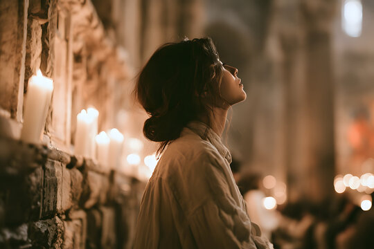 Serenity of Prayer in a Candlelit Space at Santa Maria delle Grazie