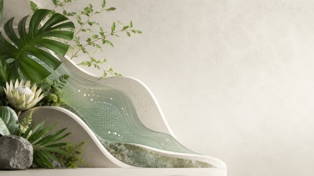 Luxury Botanical Organic Data Surface Background for Editorial FinTech and Secure Digital Finance