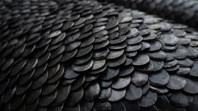 Closeup texture of dark metallic scales