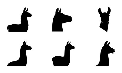 Llama Silhouettes Collection, Animal Icons Set, Vector Graphics for Design © Zara