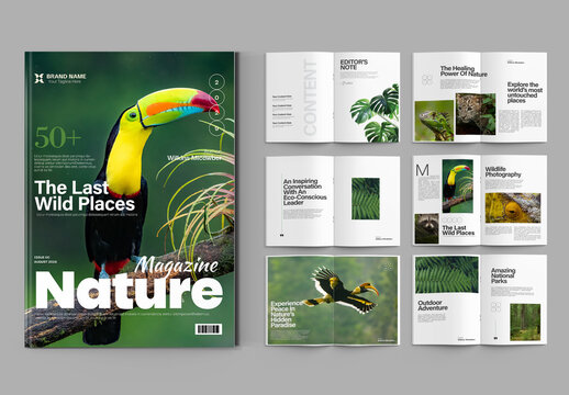 Clean Natural Green Magazine Template