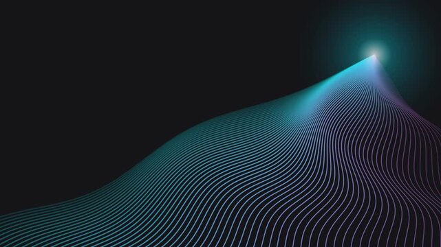 Abstract glowing wave pattern on dark background