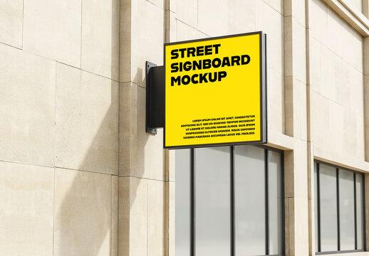Outdoor Street Signboard Mockup Template