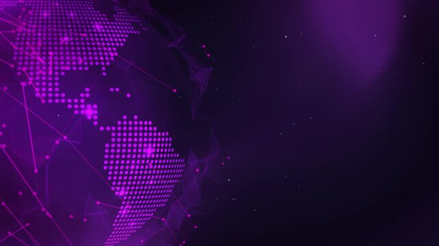 Artificial Intelligence Global World Network Background with Digital Earth on Purple Technology Gradient