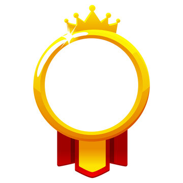  Gold Medal Avatar Frame Icon with Red Ribbon on a transparent background