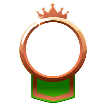 Bronze Medal Avatar Frame Icon with Green Ribbon on a transparent background