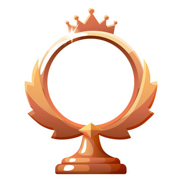 Bronze Trophy Frame Badge with Crown Empty Award Circle on a transparent background